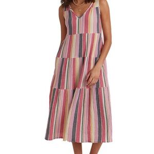 Marine Layer NWT size XS Corinne multi color tiered‎ maxi cotton maxi